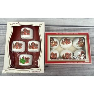 LOT OF 10 VINTAGE SATIN CHRISTMAS BALLS - ORIGINAL BOXES - STRAWBERRY SHORTCAKE?